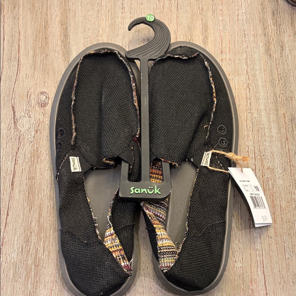 Sanuk Black Donn Hemp Loafers